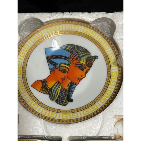 Fine Porcelain - Egyptian Themed - Cups & Saucers - 12 Pieces - Picture 3 of 8